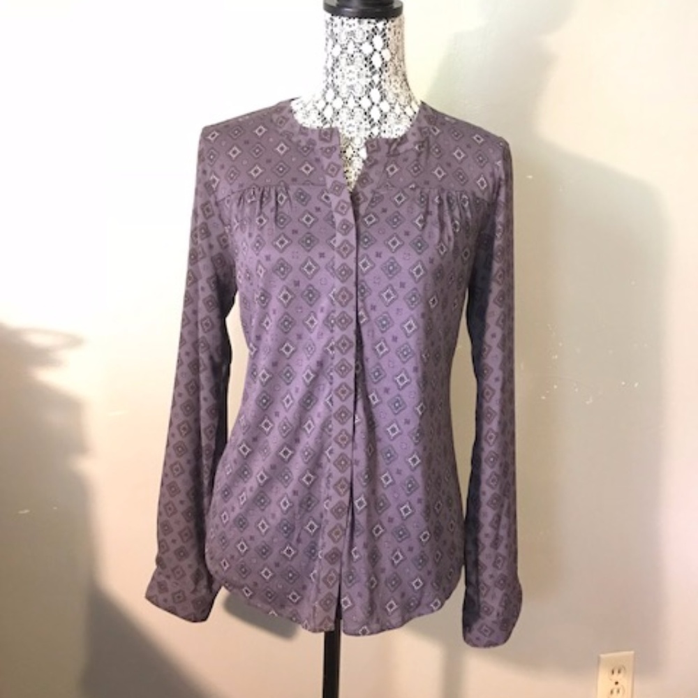 Plum Knit Button Up Blouse in Women